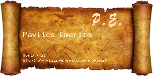 Pavlics Emerita névjegykártya